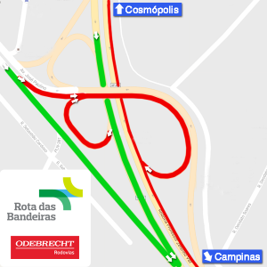 Trabalho será realizado na pista norte da rodovia, sentido Cosmópolis (Foto: Rota das Bandeiras)