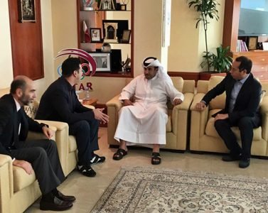 Embaixador Roberto Abdalla, ministro Picciani, secretário geral do Comitê Olímpico do Catar, Al-Kuwari, e secretário Leandro Cruz 