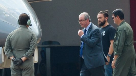O ex-deputado Eduardo Cunha após ser preso pela Polícia Federal