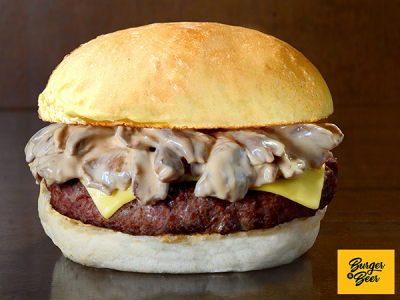 SHIMEJI BURGER - Hambúrguer, Shimeji com Cream Cheese e Queijo Prato
